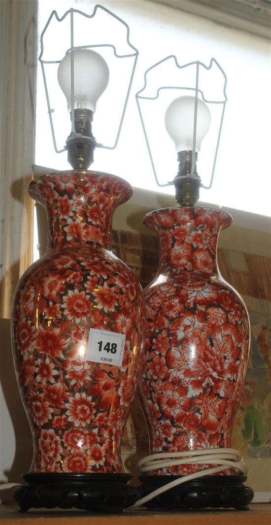 Pair porcelain lamps(-)